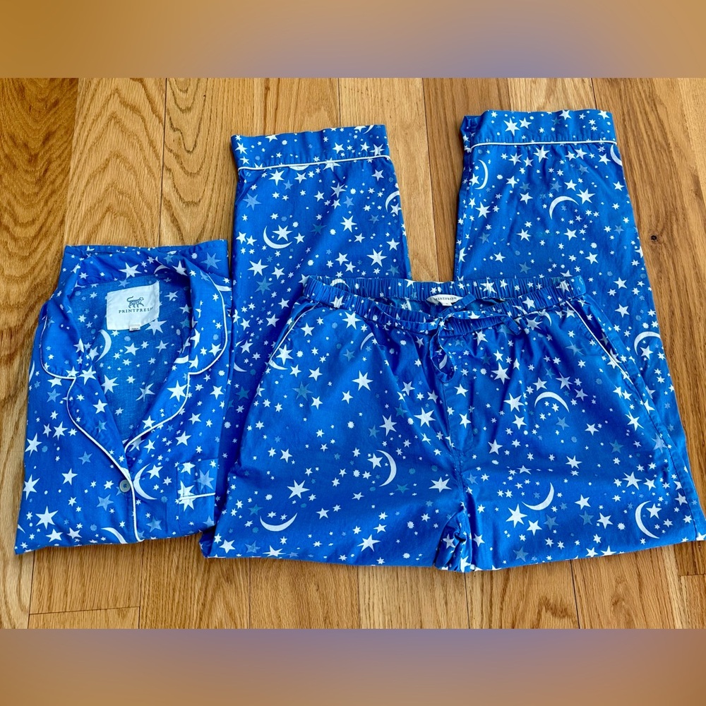 Print Fresh Pajama Set Celestial Skies  Med. LS Shirt/Pants, Organic Cotton